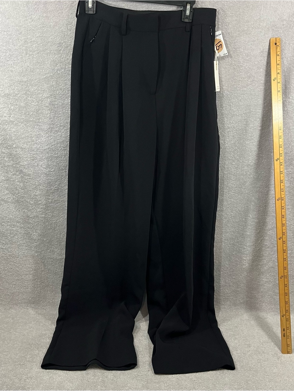Good American Womens Size 6 Black Pleated Trouser Hi-Waisted Pant Wide Leg NWT